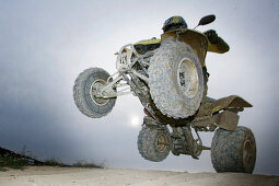 Suzuki Quad jumping through the air, Test Grounds, Suzuki Offroad Camp, Valencia, Spain