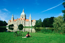 Town Hall with Maschsee Lake, Hannover, Lower Saxony, Germany