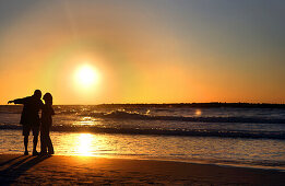 Couple in romantic sunset on the Mediterranean, Tel Aviv, Israel