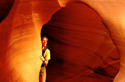 Hiker. Lower Antelope Canyon. Arizona. USA
