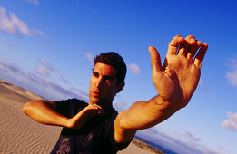 Man practicing yoga