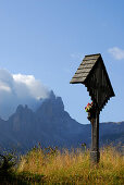 crucifix with Croda da Lago in background, Dolomites, Cortina, Venezia, Italy