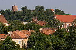 Old town and the Gediminas tower in the castle (Aukstutines pilies Gedimino bokstas), Lithuania, Vilnius