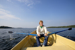 Rowing on Lake Lusis in Paluse, Aukstaitija national park, Lithuania