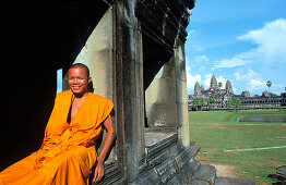 Monk at Angkor Wat Temple. Cambodia