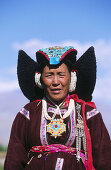 Woman with typical dress. Leh. Ladakh. Jammu and Kashmir, India