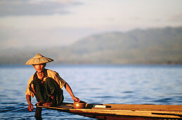 Intha fisherman on Inle Lake. Shan State. Myanmar.
