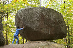 Wobbling stone near Solla. Bavarian Forest. Germany