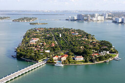 Aerial view of Star Island in the sunlight, Miami, Florida, USA