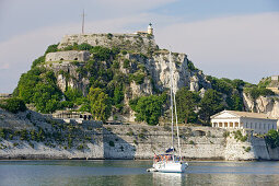 Blick auf die alte Festung von Korfu, Ionische Inseln, Griechenland