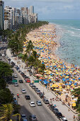 Crowded Sunday afternoon beach, Recife, Pernambuco, Brazil, South America