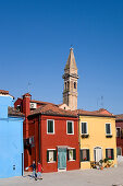Colourful painted houses, Burano, Venice, Laguna, Veneto, Italy