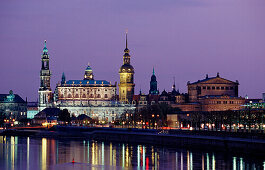 View of Dresden by Night, Germany, Dresden, Sachsen