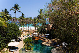 View over pool area, The Sands, at Nomad, Diani Beach, Kenya