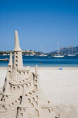 Sand Castle Sculpture on Beach, Port de Pollensa, Mallorca, Balearic Islands, Spain