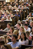 Students attending a lecture, Lecture theatre, Auditorium, University, Education