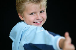Young boy showing thumbs up, Child, Childhood, Family, Upbringing