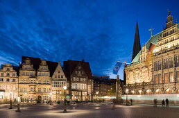 Town hall in the market square at night, Bremen, Germany