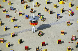 Beach chairs at beach, Travemunde, Lubeck, Schleswig-Holstein, Germany