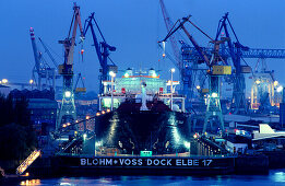 Europe, Germany, Hamburg, Blohm & Voss shipyard and dry-dock Elbe 17