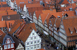 Europa, Deutschland, Niedersachsen, Celle, Blick über die hitorische Altstadt