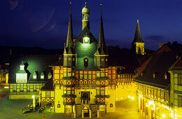 Europa, Deutschland, Sachsen-Anhalt, Saxony-Anhalt, Harz, mittelalterliches Rathaus in Wernigerode