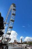 Das London Eye und Houses of Parliament, London, England, Großbritannien