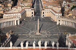 View from St. Peter's Basilica over Saint Peter's Square, Vatican City, Rom, Italien