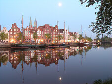 Old Harbour and River Trave, Hanseatic City of Lübeck, Schleswig Holstein, Germany