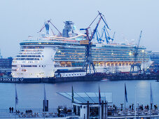 Cruise Ship Freedom of the Seas in the shipyard, Hanseatic City of Hamburg, Germany