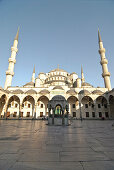 View of the inner courtyard of the Blue Mosque, Sultan Ahmed Mosque, Sultanahmet Camii, Istanbul, Turkey, Europe