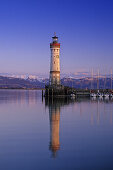 Harbor entrance with lighthouse, Lindau, Lake Constance, Bavaria, Germany