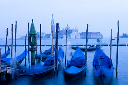 Quay at St Mark's Square with Gondolas and the view to San Giorgio Maggiore Island, Venice, Italy, Europe