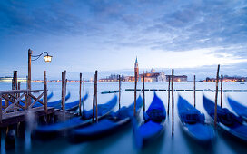 Quay at St Mark's Square with Gondolas and the view to San Giorgio Maggiore Island, Venice, Italy, Europe