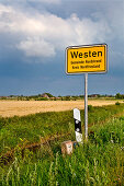 Town sign, Nordstrand Island, North Frisian Islands, Schleswig-Holstein, Germany
