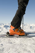 Alpine skiing, ski touring equipment, back country skiing equipment, Reinswald Skiing area, Sarn valley, South Tyrol, Italy