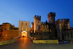 Illuminated Castello Scaligero, Sirmione, Lombardy, Italy