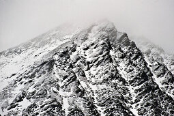 Berg in Nebel, Hintertux, Tirol, Österreich