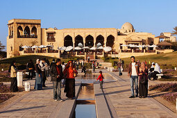 People in front of the Hilltop restaurant at Al Azhar Park, Cairo, Egypt, Africa