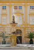 Fountain at atrium, Melk Abbey, Wachau, Lower Austria, Austria