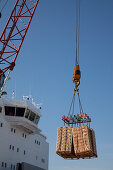 Crane discharging cargo, Port of Hamburg, Germany