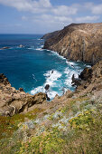 Coastal view from hole 13 at Porto Santo Golfe Golf Course, Porto Santo, near Madeira, Portugal