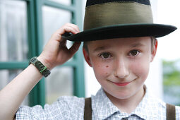 Boy wearing traditional hat, Styria, Austria
