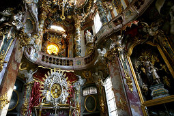 Inside the Asam Church of St. Johann Nepomuk, Munich, Bavaria, Germany
