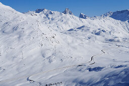 Bernina Pass, Diavolezza Skigebiet, Sankt Moritz, Graubuenden, Schweiz