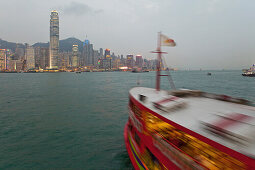 Star Ferry, ferry between Kowloon and Hongkong Island in the evening, Wanchai, Hongkong, China, Asia