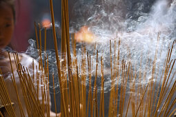 smoke, incense offerings, Thien Hau temple Ho Chin Minh City, Vietnam, Asia