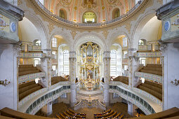 Innenansicht von der Dresdner Frauenkirche, Dresden, Sachsen, Deutschland, Europa