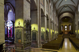 Main nave in Mainz Cathedral, Mainz, Rhineland-Palatinate, Germany, Europe