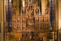 Close up of the Brüggemann or Bordesholmer Altar inside Schleswig Cathedral, Schleswig, Schleswig-Holstein, Germany, Europe